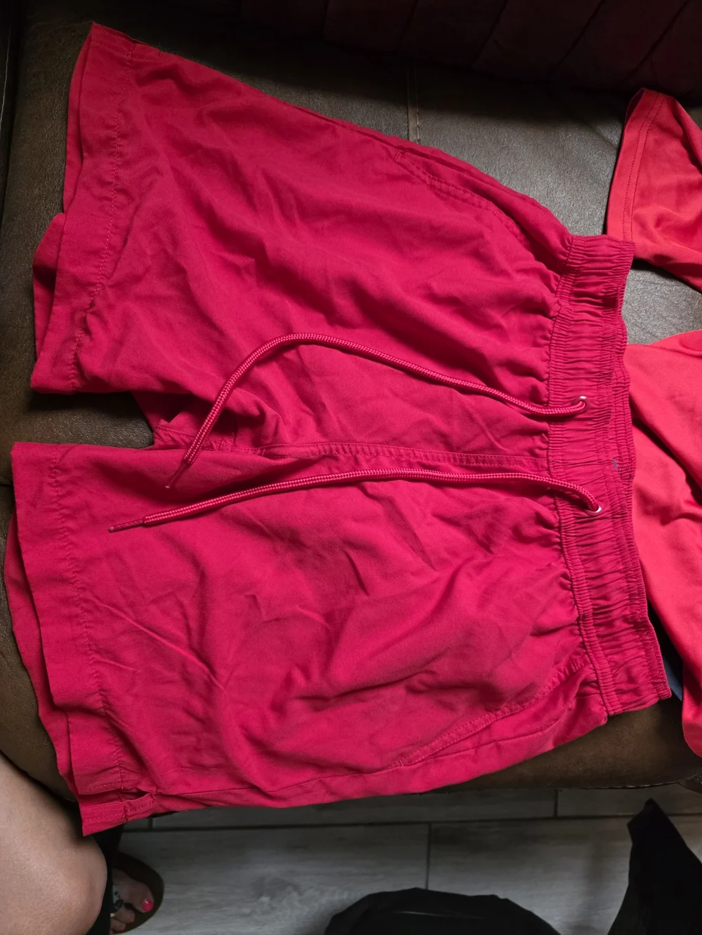 Women’s Red Elastic-Waist Drawstring Shorts